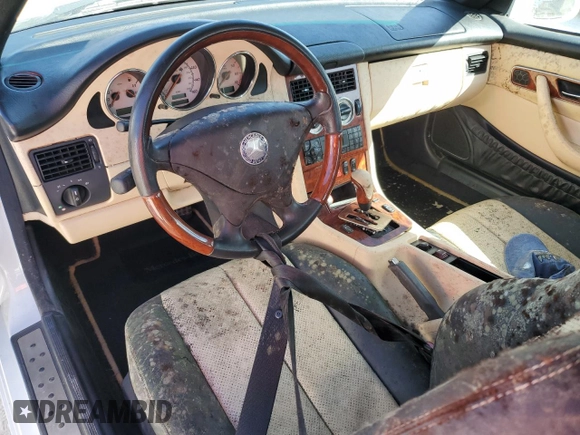 2001 Mercedes-Benz SLK-Class with VIN WDBKK65F71F218677, listed as a Copart auction lot 77267814 with Not Provided miles and Salvage Title. Bid and sale history available at carsss.com. Image 8.