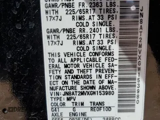 2016 Nissan Rogue S with VIN JN8AT2MVXGW153980, listed as a Copart auction lot 53069025 with 152,680 mi miles and Salvage Title. Bid and sale history available at DreamBid. Image 14.