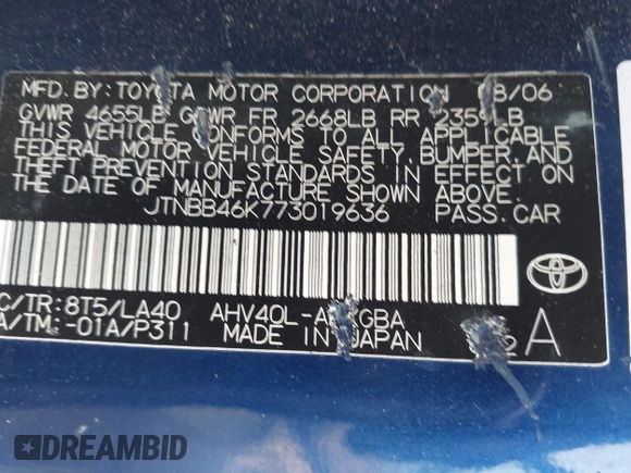 2007 Toyota Camry с VIN JTNBB46K773019636, выставлен на аукционе IAAI как лот 42479348 с пробегом 288 801 миль миль и . История ставок и продаж доступна на DreamBid. Изображение 9.