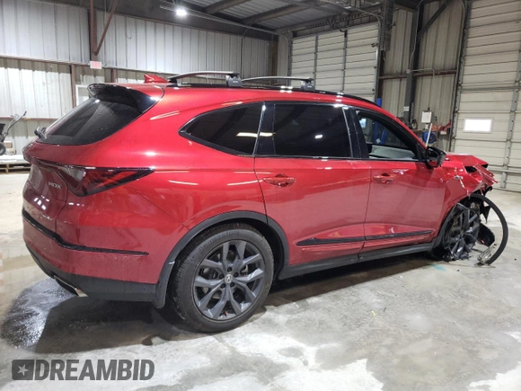 2023 Acura MDX w/A-Spec Package with VIN 5J8YE1H04PL040249, listed as a Copart auction lot 44344885 with Not Provided miles and Salvage Title. Bid and sale history available at DreamBid. Image 3.