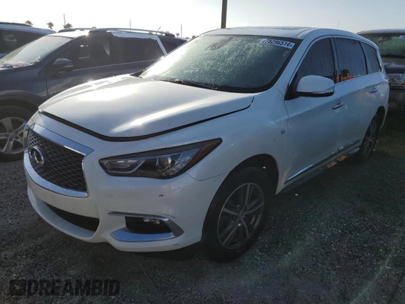 2019 Infiniti QX60 Pure z VIN 5N1DL0MN6KC503270, wystawiony jako Copart lot #75296514 z przebiegiem Nie podano mil oraz Szkoda całkowita • Salvage title. Historia ofert i sprzedaży dostępna na DreamBid. Obrazek 1.