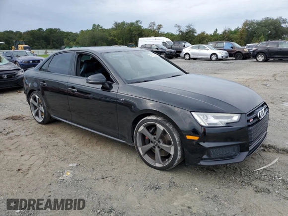 2018 Audi S4 Premium Plus with VIN WAUB4AF46JA143542, listed as a Copart auction lot 74772824 with 57,687 mi miles and Salvage Title. Bid and sale history available at carsss.com. Image 4.