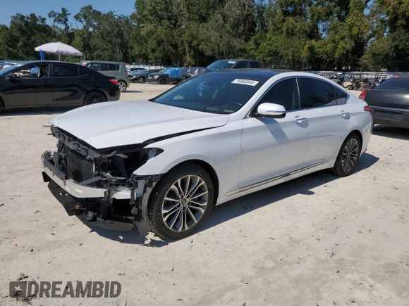 2017 Genesis G80 3.8L with VIN KMHGN4JE9HU175610, listed as a Copart auction lot 75983844 with 68,181 mi miles and Salvage Title. Bid and sale history available at DreamBid. Image 1.