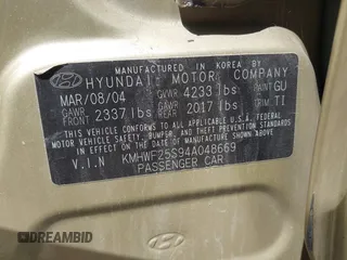 2004 Hyundai Sonata with VIN KMHWF25S94A048669, listed as a IAAI auction lot 42109535 with 157,687 mi miles. Bid and sale history available at carsss.com. Image 9.