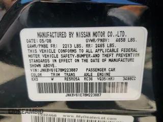2008 Infiniti G35 with VIN JNKBV61E78M223887, listed as a Copart auction lot 76170064 with 104,984 mi miles and Non Repairable. Bid and sale history available at DreamBid. Image 13.