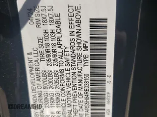 2024 Honda CR-V Sport-L with VIN 7FARS5H84RE038150, listed as a Copart auction lot 48692645 with 36,132 mi miles and Salvage Title. Bid and sale history available at DreamBid. Image 14.