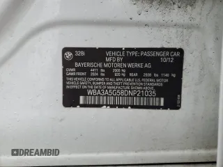 2013 BMW 3 Series 328i with VIN WBA3A5G58DNP21035, listed as a Copart auction lot 52529035 with 151,767 mi miles and Salvage Title. Bid and sale history available at carsss.com. Image 14.