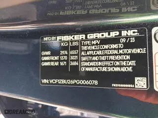 2023 Fisker Ocean One with VIN VCF1ZBU26PG006078, listed as a IAAI auction lot 40115430 with 3,638 mi miles. Bid and sale history available at carsss.com. Image 9.