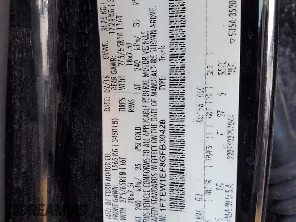 2016 Ford F-150 XLT z VIN 1FTEW1EF8GFB30428, wystawiony jako Copart lot #63451095 z przebiegiem 142 952 mil mil oraz Szkoda całkowita • Salvage title. Historia ofert i sprzedaży dostępna na DreamBid. Obrazek 12.