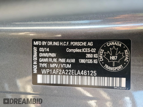 2014 Porsche Cayenne Diesel with VIN WP1AF2A22ELA46125, listed as a Copart auction lot 63580845 with 141,070 mi miles and Salvage title. Bid and sale history available at DreamBid. Image 14.