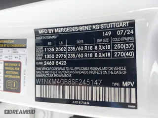 2025 Mercedes-Benz GLC with VIN W1NKM4GB8SF245147, listed as a IAAI auction lot 41207989 with 1,105 mi miles. Bid and sale history available at carsss.com. Image 9.