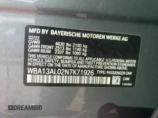 2022 BMW 2 Series M235i xDrive with VIN WBA13AL02N7K71926, listed as a Copart auction lot 63518154 with 31,422 mi miles and Salvage Title. Bid and sale history available at carsss.com. Image 13.