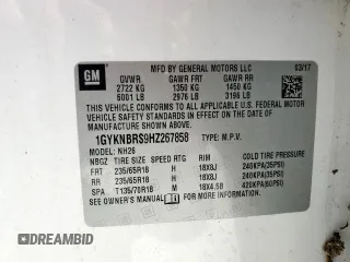 2017 Cadillac XT5 Luxury FWD with VIN 1GYKNBRS9HZ267858, listed as a Copart auction lot 58360695 with Not provided miles and Clean title. Bid and sale history available at DreamBid. Image 13.