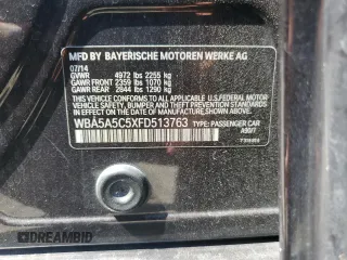 2015 BMW 5 Series 528i with VIN WBA5A5C5XFD513763, listed as a Copart auction lot 63825535 with 147,982 mi miles and Salvage title. Bid and sale history available at DreamBid. Image 12.
