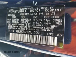 2022 Genesis GV80 z VIN KMUHCESC8NU100536, wystawiony jako Copart lot #56201335 z przebiegiem 23 427 mil mil oraz Szkody całkowita. Historia ofert i sprzedaży dostępna na DreamBid. Obrazek 14.