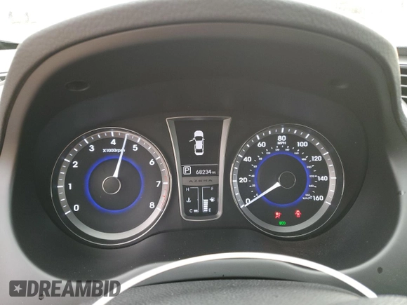 2013 Hyundai Azera with VIN KMHFG4JG6DA222207, listed as a Copart auction lot 46831495 with 68,234 mi miles and Salvage Title. Bid and sale history available at DreamBid. Image 9.