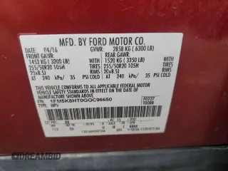 2016 Ford Explorer Platinum z VIN 1FM5K8HT0GGC96650, wystawiony jako Copart lot #58427945 z przebiegiem 129 381 mil mil oraz Szkoda całkowita • Salvage title. Historia ofert i sprzedaży dostępna na DreamBid. Obrazek 14.