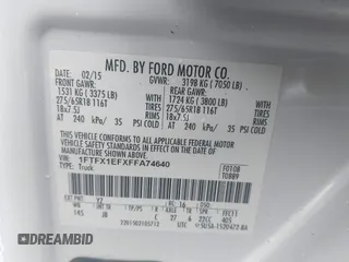 2015 Ford F-150 XLT с VIN 1FTFX1EFXFFA74640, выставлен на аукционе IAAI как лот 42309957 с пробегом 146 358 миль миль и . История ставок и продаж доступна на DreamBid. Изображение 9.