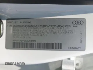 2016 Audi A3 Premium z VIN WAUA7GFF9G1063409, wystawiony jako Copart lot #59801695 z przebiegiem 134 286 mil mil oraz Czysty tytuł • Clean title. Historia ofert i sprzedaży dostępna na DreamBid. Obrazek 12.