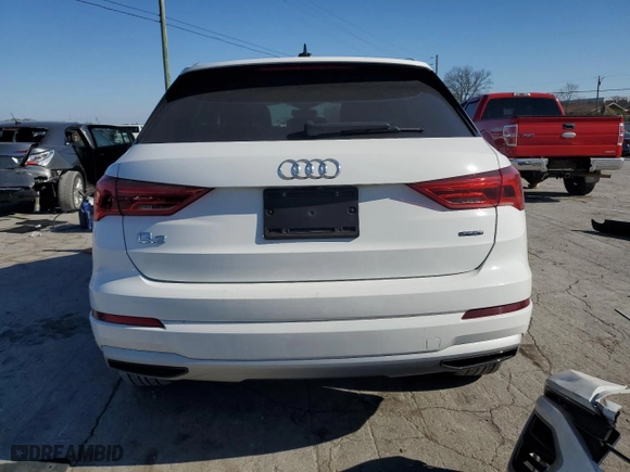2021 Audi Q3 Premium with VIN WA1AUCF3XM1092773, listed as a Copart auction lot 49658385 with 72,572 mi miles and Salvage Title. Bid and sale history available at carsss.com. Image 6.