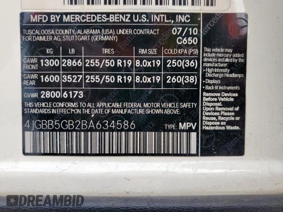 2011 Mercedes-Benz M 350 z VIN 4JGBB5GB2BA634586, wystawiony jako Copart lot #56959875 z przebiegiem 145 893 mil mil oraz Szkoda całkowita • Salvage title. Historia ofert i sprzedaży dostępna na DreamBid. Obrazek 13.