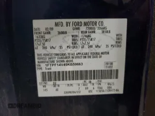 2009 Ford F-150 with VIN 1FTPF14V49KB59663, listed as a Copart auction lot 60254625 with 34,342 mi miles and Clean title. Bid and sale history available at DreamBid. Image 12.