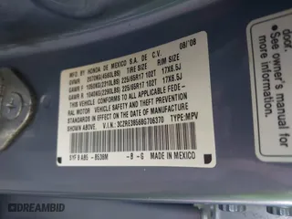 2008 Honda CR-V EX with VIN 3CZRE38568G706370, listed as a IAAI auction lot 41031674 with 124,494 mi miles. Bid and sale history available at carsss.com. Image 9.