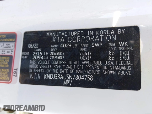 2022 Kia Soul EX with VIN KNDJ33AU5N7804758, listed as a IAAI auction lot 41678596 with 31,593 mi miles. Bid and sale history available at carsss.com. Image 9.