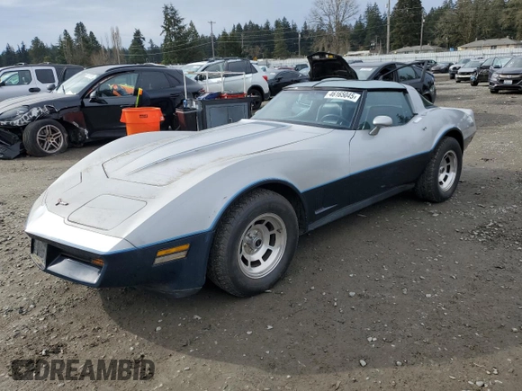 1981 Chevrolet Corvette with VIN 1G1AY8765B5102866, listed as a Copart auction lot 46165045 with 41,222 mi miles and Clean Title. Bid and sale history available at carsss.com. Image 1.