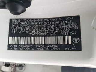 2011 Toyota Prius I with VIN JTDKN3DU1B0318236, listed as a Copart auction lot 55988615 with 238,948 mi miles and Clean Title. Bid and sale history available at DreamBid. Image 12.