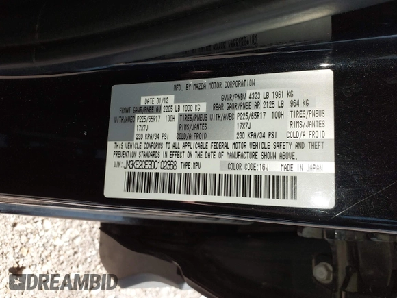 2013 Mazda CX-5 Touring with VIN JM3KE2CE3D0102368, listed as a IAAI auction lot 41783079 with 162,646 mi miles and . Bid and sale history available at carsss.com. Image 9.