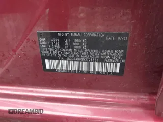 2022 Subaru Impreza z VIN 4S3GTAB63N3728561, wystawiony jako IAAI lot #38580780 z przebiegiem 6320 mil mil oraz . Historia ofert i sprzedaży dostępna na DreamBid. Obrazek 9.