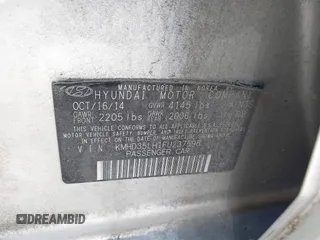 2015 Hyundai Elantra with VIN KMHD35LH1FU237598, listed as a IAAI auction lot 42157146 with 117,765 mi miles and . Bid and sale history available at DreamBid. Image 9.