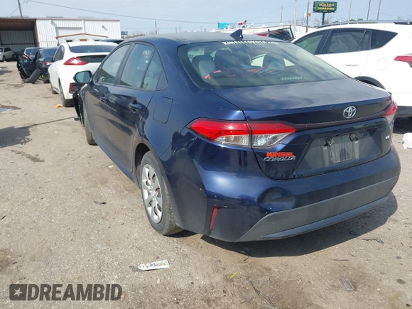 2020 Toyota Corolla LE with VIN JTDEPRAE7LJ000141, listed as a IAAI auction lot 41555971 with 19,386 mi miles. Bid and sale history available at carsss.com. Image 3.