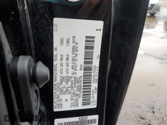 2024 Toyota Tundra SR5 with VIN 5TFLA5DB4RX156730, listed as a Copart auction lot 51575655 with 11,426 mi miles and Clean title. Bid and sale history available at DreamBid. Image 12.