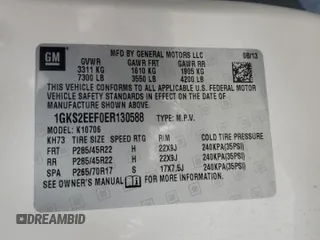 2014 GMC Yukon Denali with VIN 1GKS2EEF0ER130588, listed as a Copart auction lot 45232075 with 193,677 mi miles and Salvage Title. Bid and sale history available at carsss.com. Image 13.