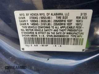 2005 Honda Odyssey EX with VIN 5FNRL38455B083151, listed as a Copart auction lot 51298125 with 210,854 mi miles and Salvage Title. Bid and sale history available at carsss.com. Image 15.