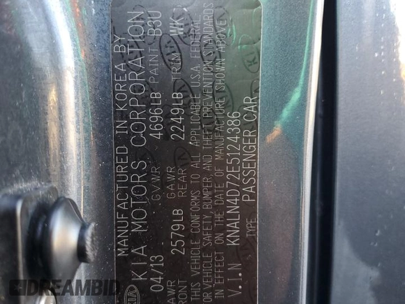 2014 Kia Cadenza Premium with VIN KNALN4D72E5124386, listed as a Copart auction lot 69717124 with 88,740 mi miles and Salvage Title. Bid and sale history available at carsss.com. Image 12.