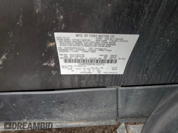 2017 Ford Taurus SEL with VIN 1FAHP2E8XHG105713, listed as a Copart auction lot 50795285 with 136,937 mi miles and Salvage Title. Bid and sale history available at DreamBid. Image 12.