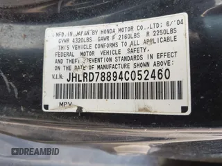 2004 Honda CR-V EX with VIN JHLRD78894C052460, listed as a IAAI auction lot 42026924 with 237,170 mi miles and . Bid and sale history available at carsss.com. Image 9.