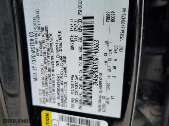 2018 Ford Fusion SE with VIN 3FA6P0HD5JR140663, listed as a Copart auction lot 52549505 with 153,294 mi miles and Clean Title. Bid and sale history available at carsss.com. Image 12.