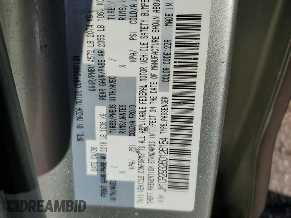 2006 Mazda 5 Sport with VIN JM1CR293260126154, listed as a Copart auction lot 46422445 with 180,439 mi miles and Clean Title. Bid and sale history available at DreamBid. Image 12.