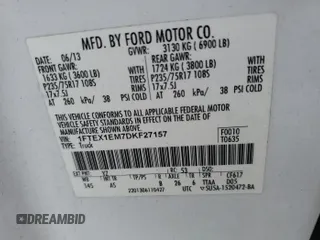 2013 Ford F-150 XL z VIN 1FTEX1EM7DKF27157, wystawiony jako IAAI lot #42786348 z przebiegiem 157 918 mil mil oraz . Historia ofert i sprzedaży dostępna na DreamBid. Obrazek 12.