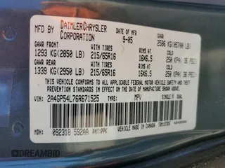 2006 Chrysler Town & Country LWB Touring with VIN 2A4GP54L76R671525, listed as a Copart auction lot 51521735 with 129,373 mi miles and Clean Title. Bid and sale history available at carsss.com. Image 14.
