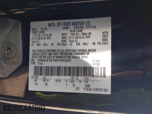 2017 Ford Transit Connect XL z VIN NM0LE7E74H1303251, wystawiony jako IAAI lot #42336238 z przebiegiem 83 010 mil mil oraz . Historia ofert i sprzedaży dostępna na DreamBid. Obrazek 9.