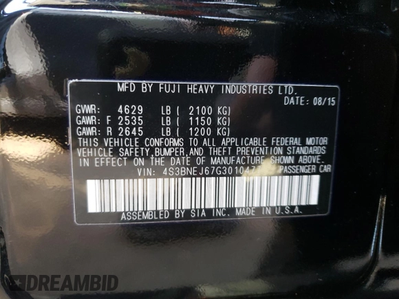 2016 Subaru Legacy 3.6R Limited with VIN 4S3BNEJ67G3010477, listed as a Copart auction lot 43559774 with 31,566 mi miles and Non Repairable. Bid and sale history available at carsss.com. Image 12.