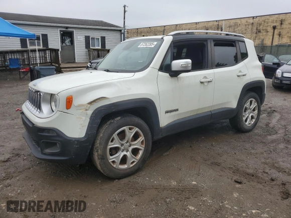 2016 Jeep Renegade Limited with VIN ZACCJBDT4GPC75207, listed as a Copart auction lot 57262285 with 119,336 mi miles and Clean title. Bid and sale history available at DreamBid. Image 1.