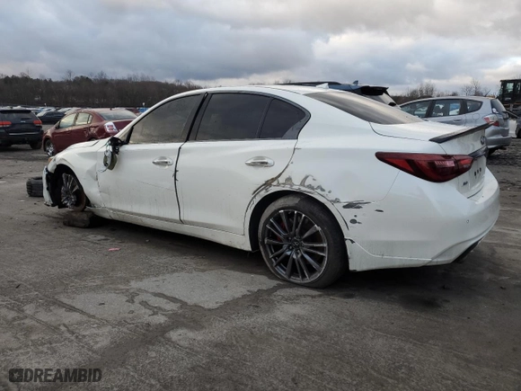 2021 Infiniti Q50 RED SPORT 400 with VIN JN1FV7DR6MM880247, listed as a Copart auction lot 85883514 with 85,044 mi miles and Salvage Title. Bid and sale history available at carsss.com. Image 2.
