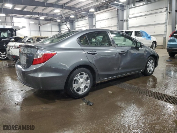 2012 Honda Civic Hybrid with VIN JHMFB4F22CS009200, listed as a Copart auction lot 47118365 with NaN miles and Salvage Title. Bid and sale history available at carsss.com. Image 3.
