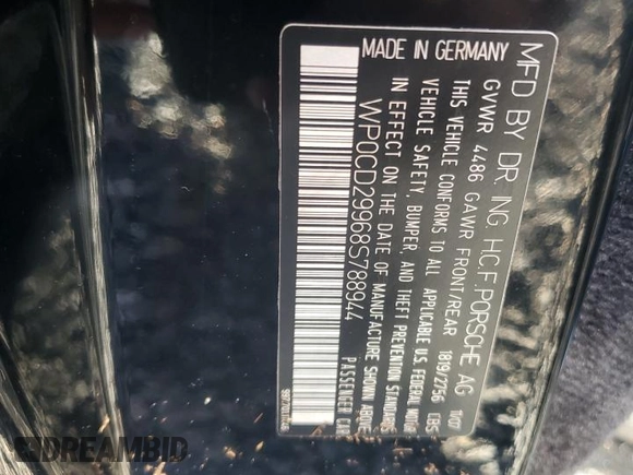 2008 Porsche 911 z VIN WP0CD29968S788944, wystawiony jako Copart lot #74148584 z przebiegiem Nie podano mil oraz Szkoda całkowita • Salvage title. Historia ofert i sprzedaży dostępna na DreamBid. Obrazek 13.